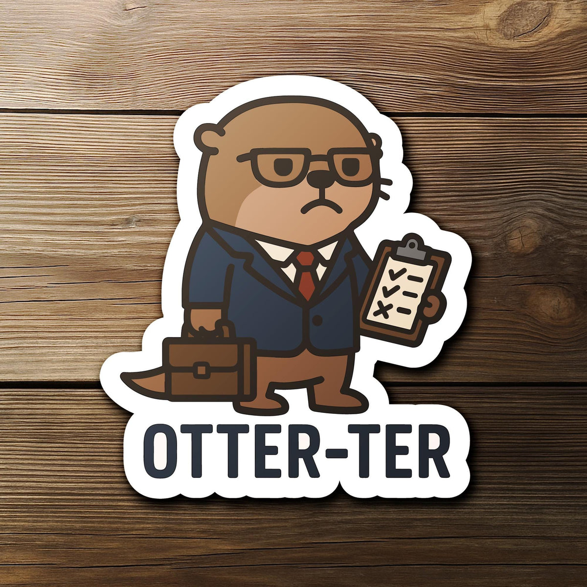 Otter-Ter Auditor sticker, cute otter with clipboard