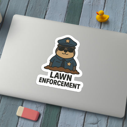 Lawn Enforcement Mole sticker, funny police pun design – view 4
