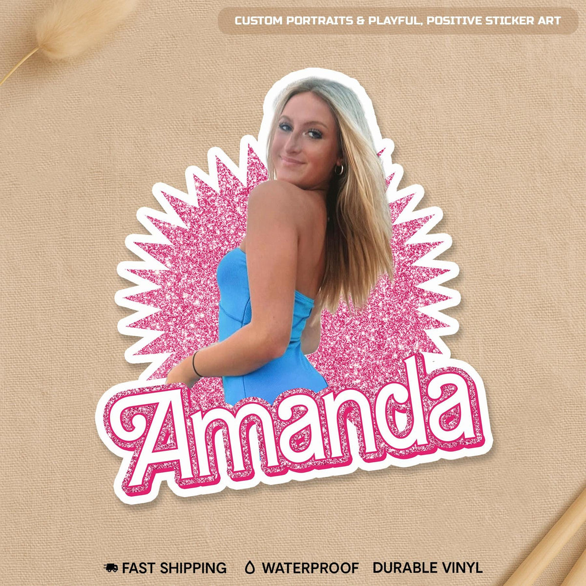 Custom aesthetic face photo sticker with a name