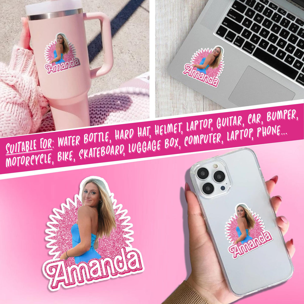 Custom aesthetic face photo sticker with a name – view 4