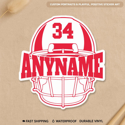 Custom checkered football mama sticker with a name and number