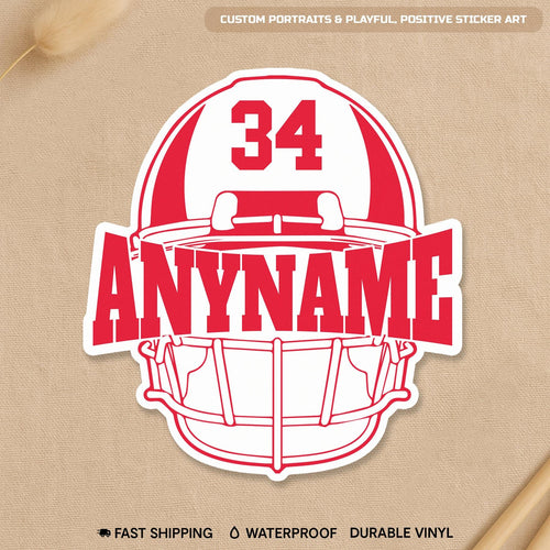 Custom checkered football mama sticker with a name and number