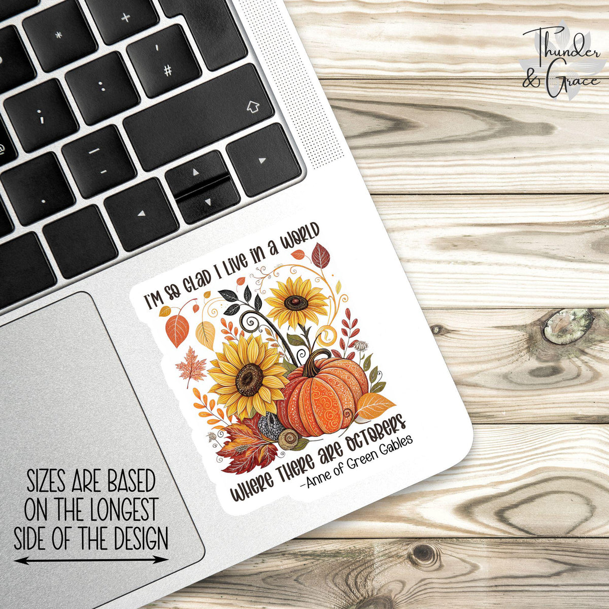 Anne of Green Gables sticker, fall leaves and pumpkin please – view 3