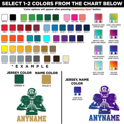 Custom football jersey number sticker with a name in your colors – view 2