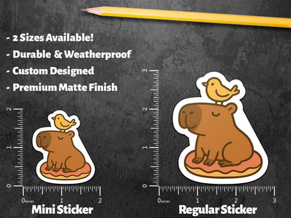 Capybara with Bird on Head: for or Water Bottle sticker – view 2