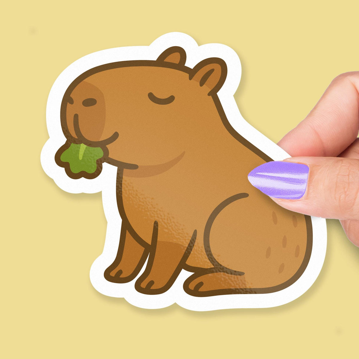 Capybara Eating Lettuce : Cute Kawaii Animal for Planners or Journals sticker