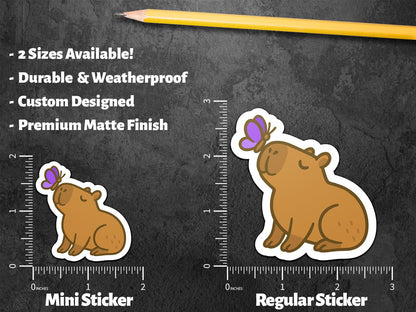 Capybara with Purple Butterfly: Cute Kawaii Animal for Laptops or Journals sticker – view 2