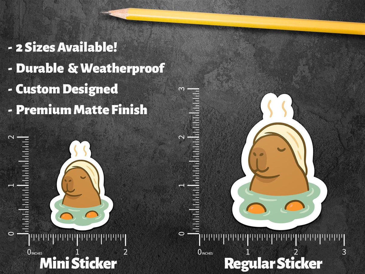 Capybara Spa Day : Cute Kawaii Hot Spring with Towel and Oranges sticker – view 2