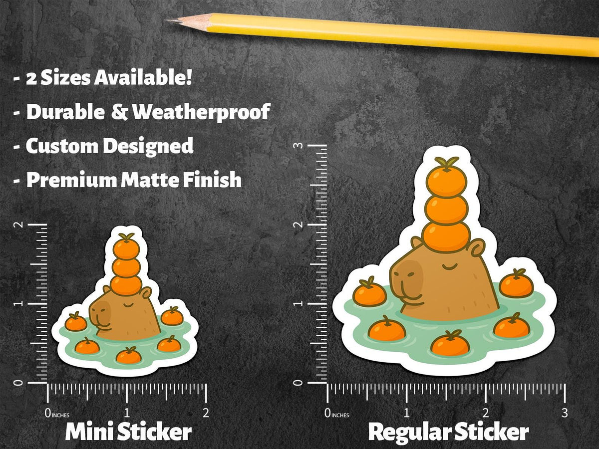 Capybara with Oranges: Cute Kawaii of Capybara in Water with Fruit sticker – view 2