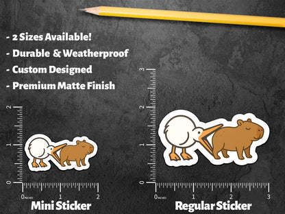Funny Capybara with Crane: Cute Kawaii Animal for Laptops or Journals sticker – view 2