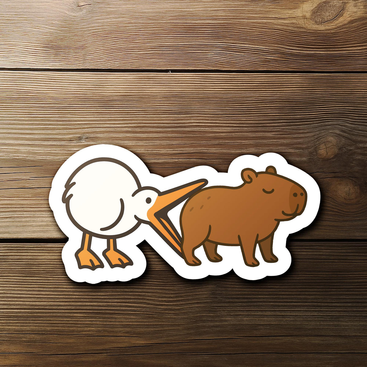 Funny Capybara with Crane: Cute Kawaii Animal for Laptops or Journals sticker
