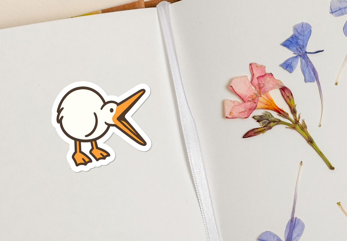 Crane with Open Beak: Cute Kawaii Bird for Laptops or Journals sticker – view 4