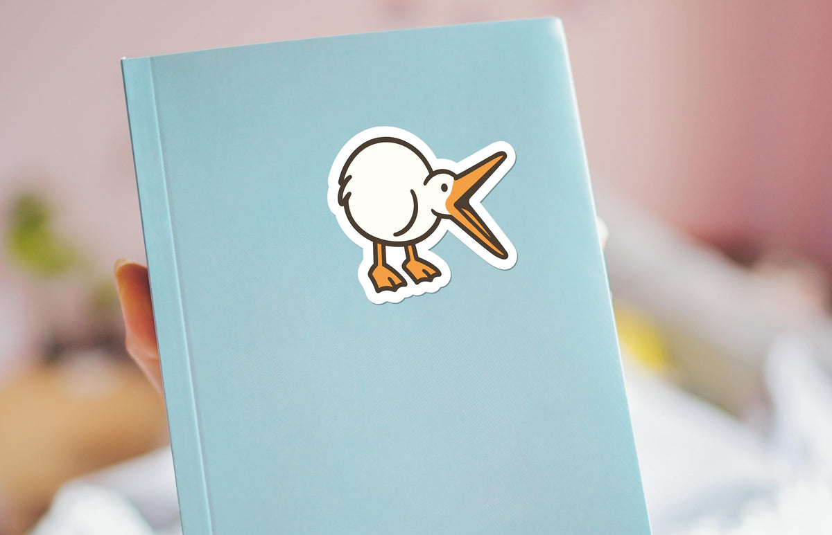 Crane with Open Beak: Cute Kawaii Bird for Laptops or Journals sticker – view 3