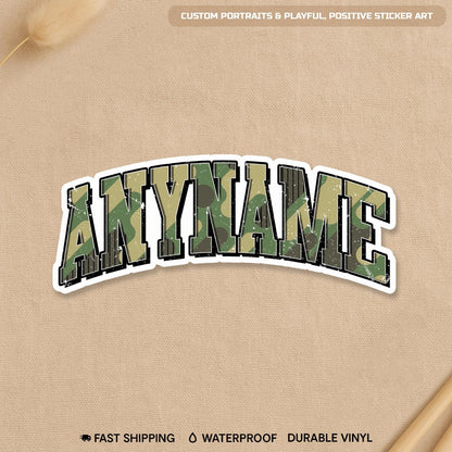 Custom Vintage Camo Name Sticker by Stickreews