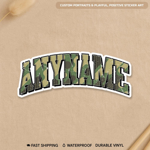 Custom Vintage Camo Name Sticker by Stickreews