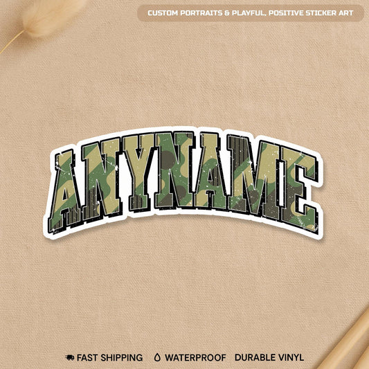 Custom Vintage Camo Name Sticker by Stickreews