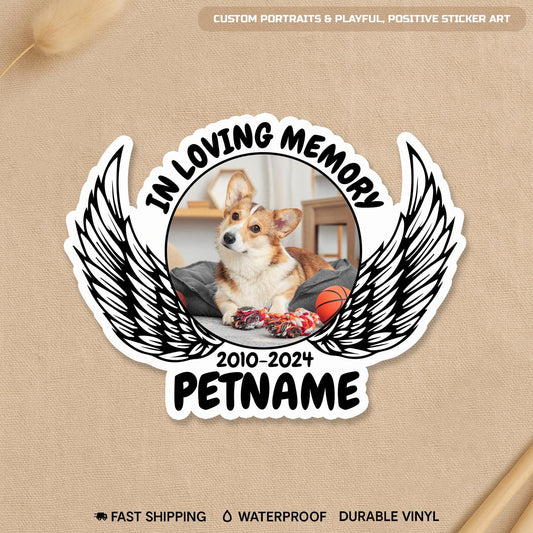 Custom dog or cat photo sticker with a name