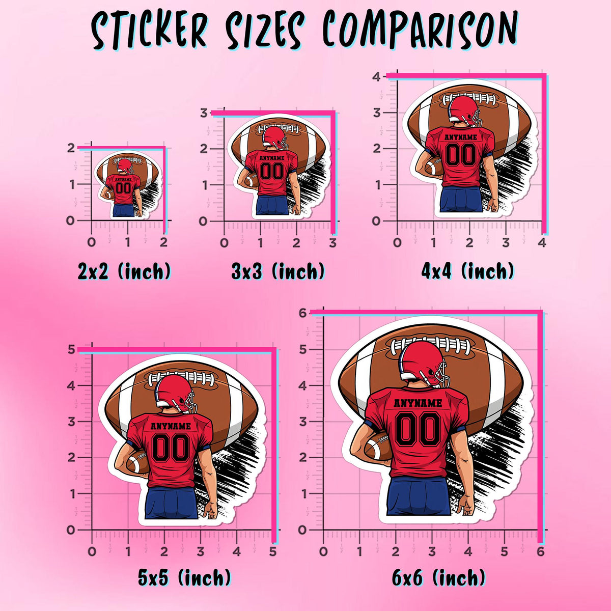 Custom football player sticker with a name, number, jersey color and pants color – view 5