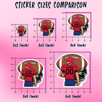 Custom football player sticker with a name, number, jersey color and pants color – view 5