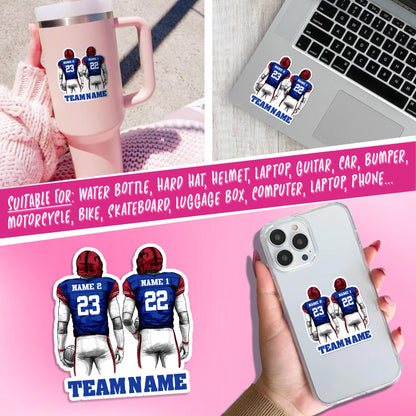Custom football couple sticker with two players, names, numbers and a team name – view 5