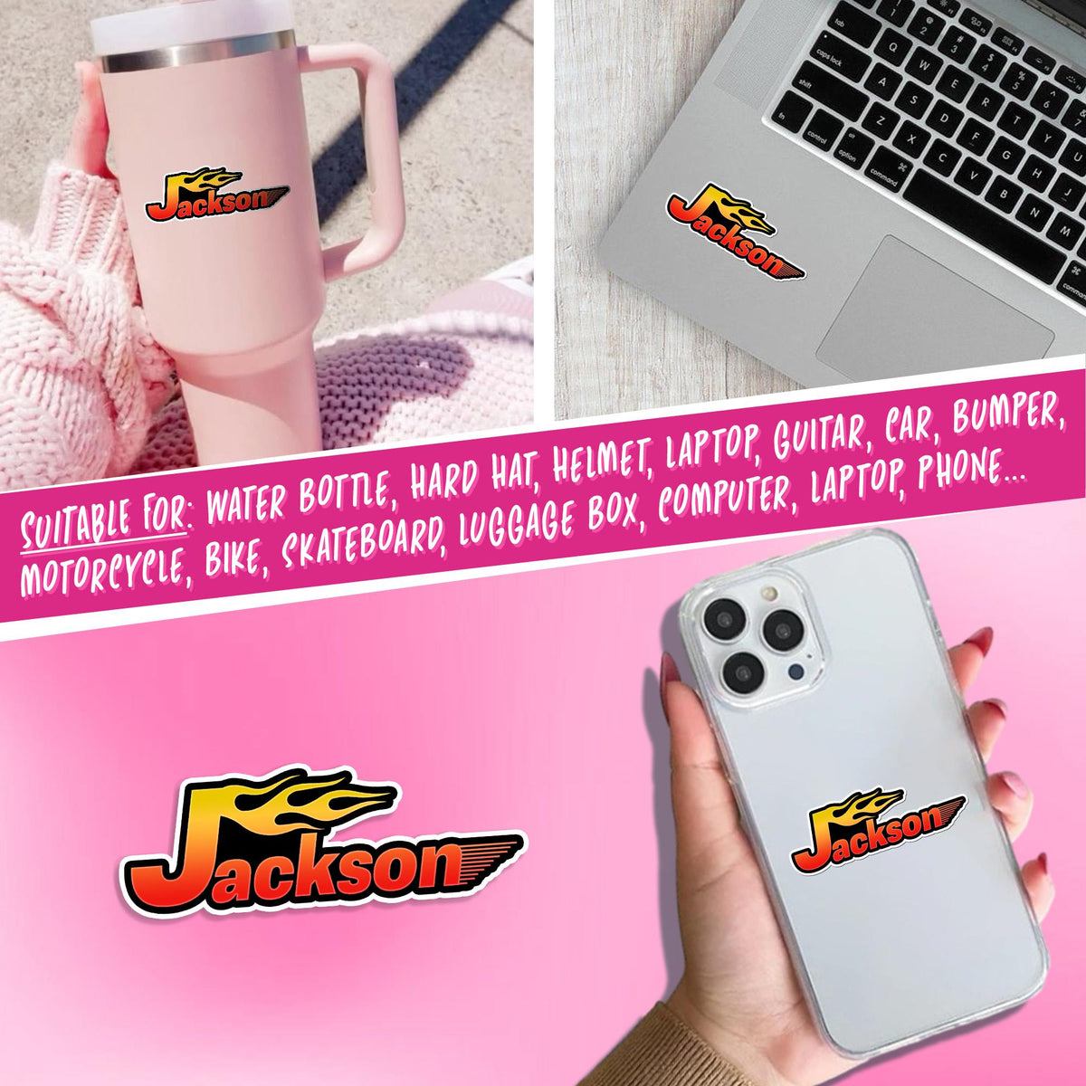 Custom graffiti flame name sticker – view 4