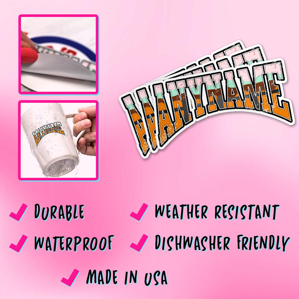 Custom retro basketball drip sticker with a name – view 3