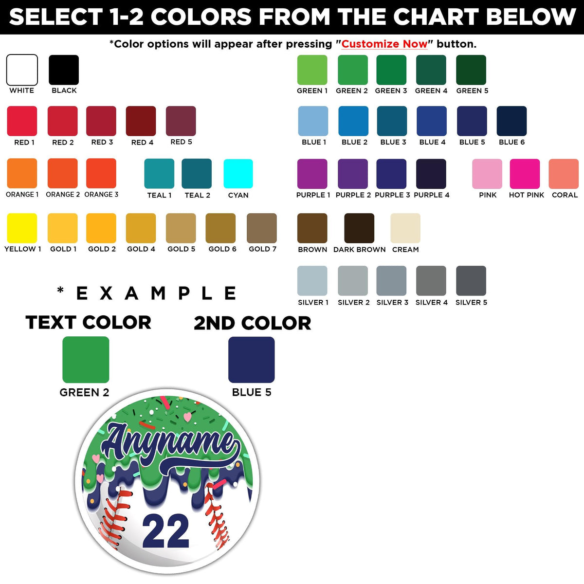 Custom round baseball drip sticker with a name and number – view 2