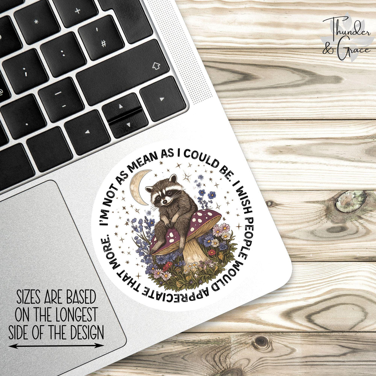 I'm Not as Mean as I Could Be sticker, vintage raccoon – view 3