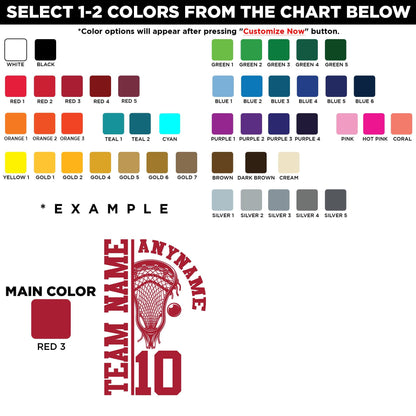 Custom lacrosse sticker with a name, number and team name – view 2