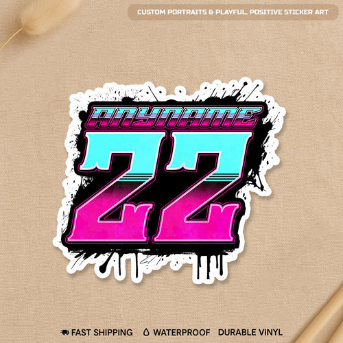 Custom two-tone motocross racer sticker with a name and number