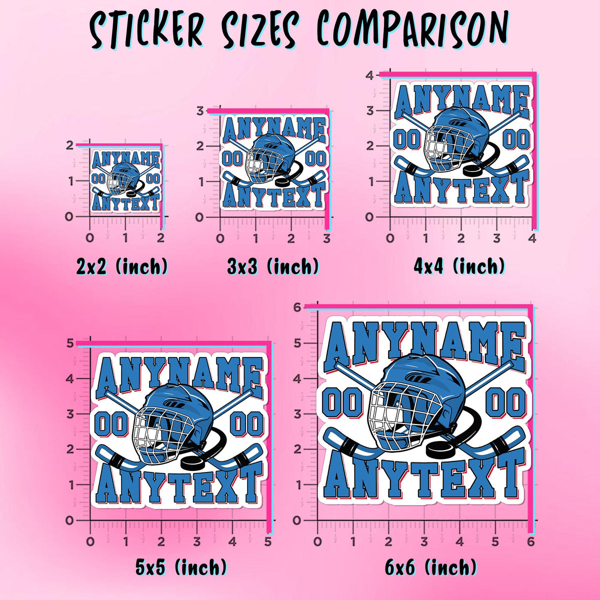 Custom hockey decal with a name, number and extra text – view 3