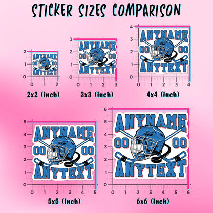 Custom hockey decal with a name, number and extra text – view 3