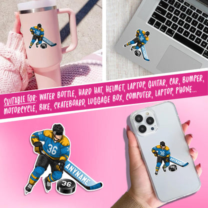 Custom skating hockey player sticker with a name and number – view 5