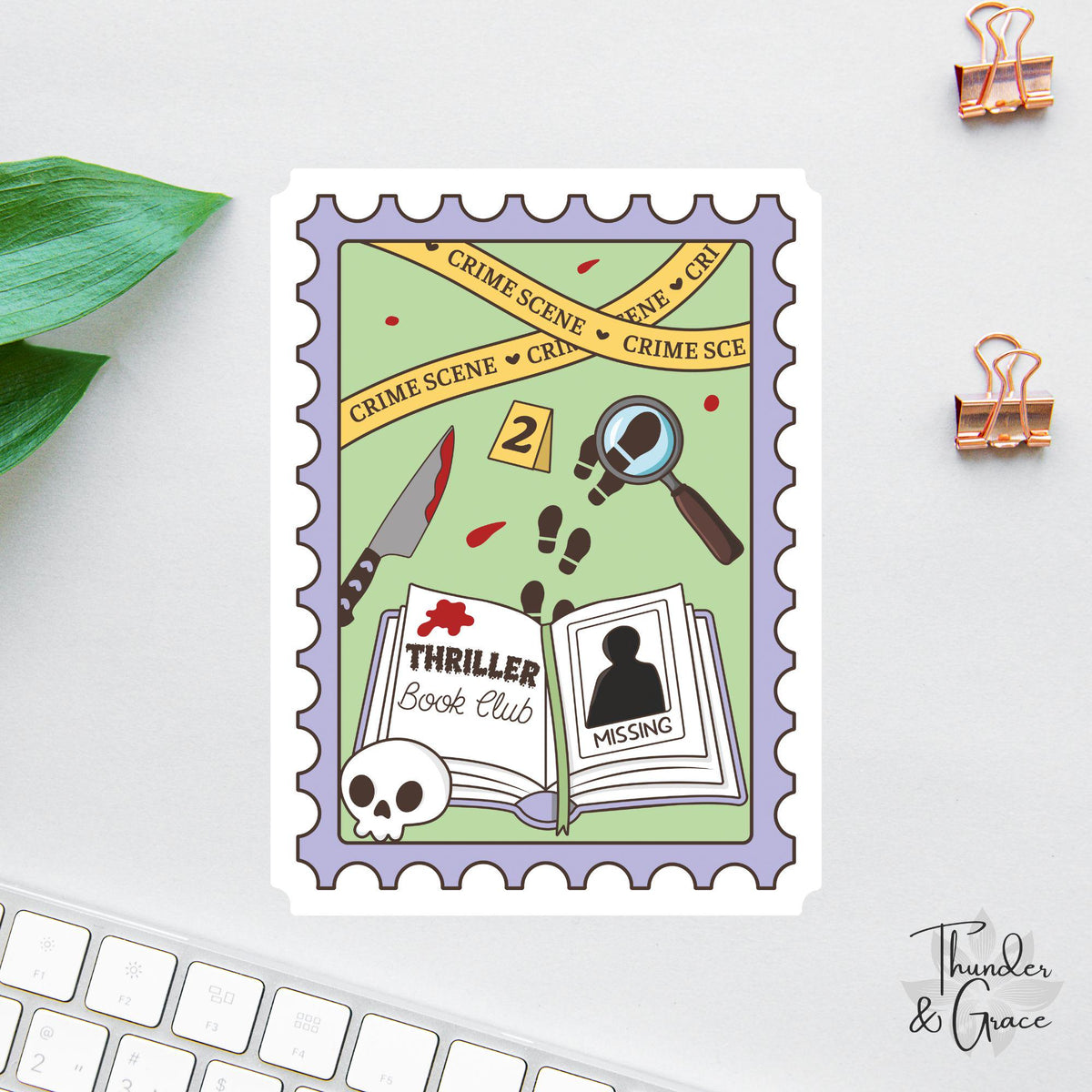 Thriller Book Club Stamp sticker, true crime girlie