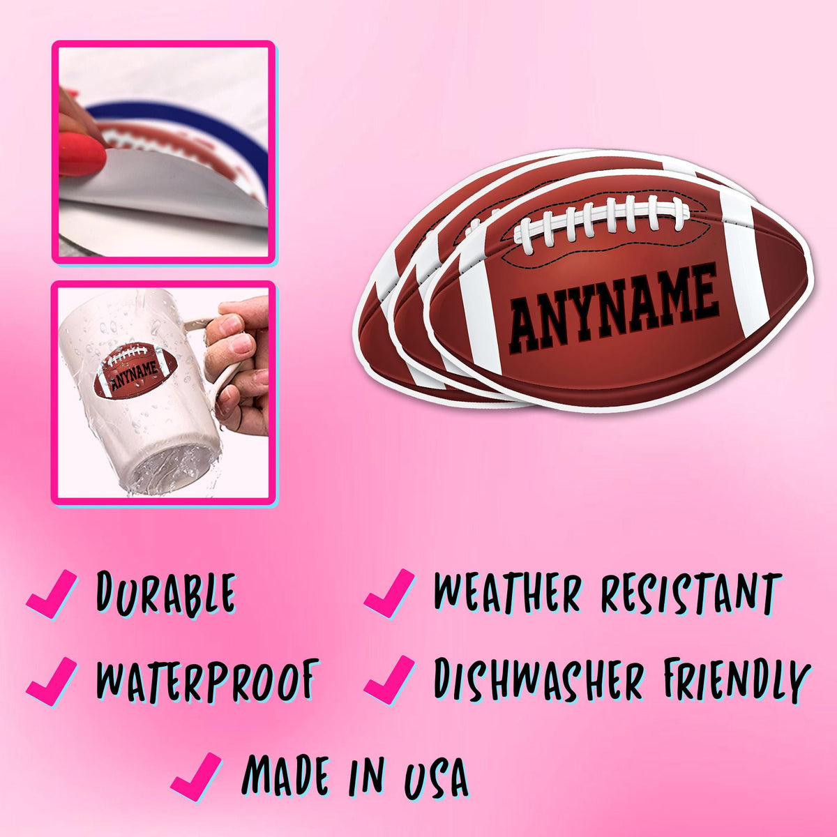 Custom Football Name & Number Sticker by Stickreews — view 3
