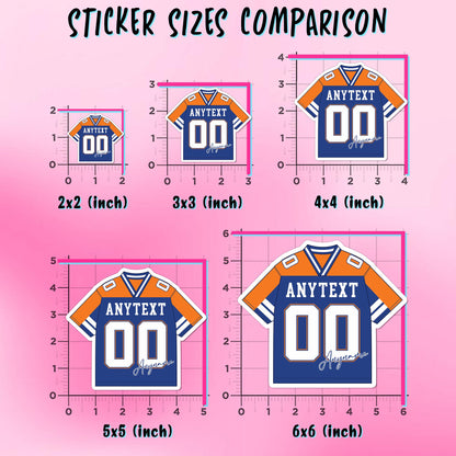 Custom football team shirt sticker with a name, number and extra text – view 3
