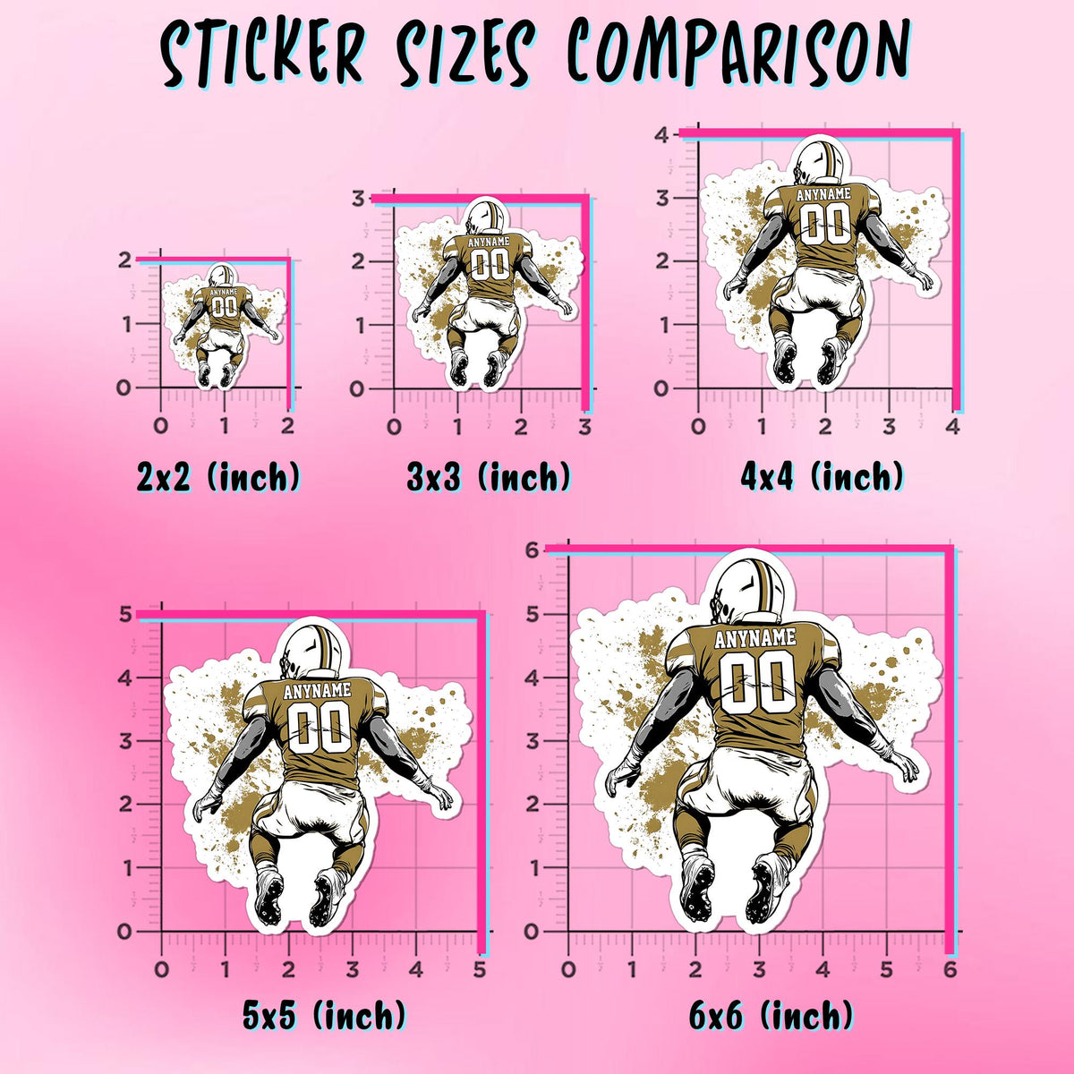 Custom Gold Football Player Name & Number Sticker by Stickreews — view 3