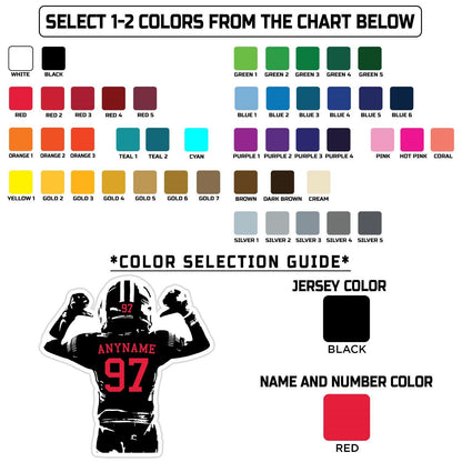 Custom football jersey sticker with a name and number in two tones – view 2