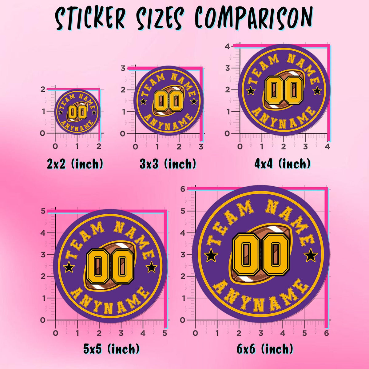 Custom football mom sticker with a name, number and team name – view 3