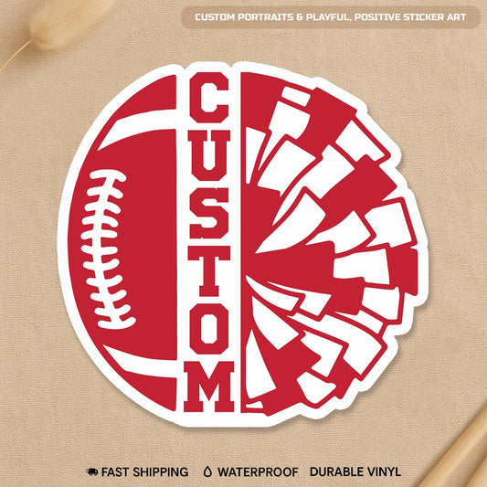Custom football cheerleader sticker with a name