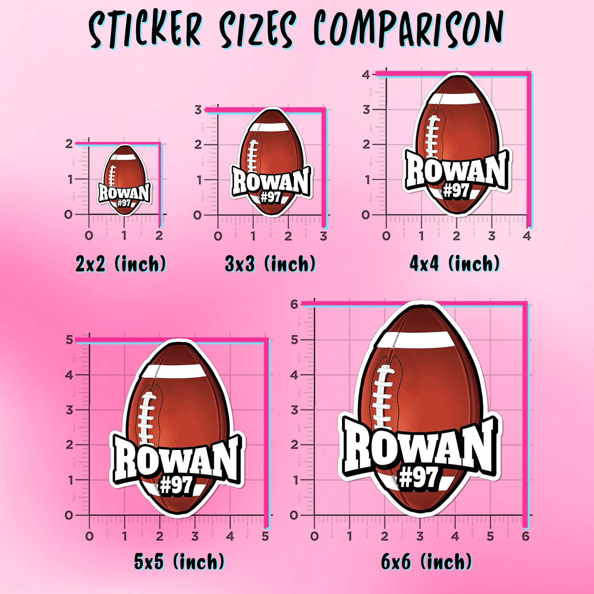Custom name sticker in a football-style font with a ball – view 4