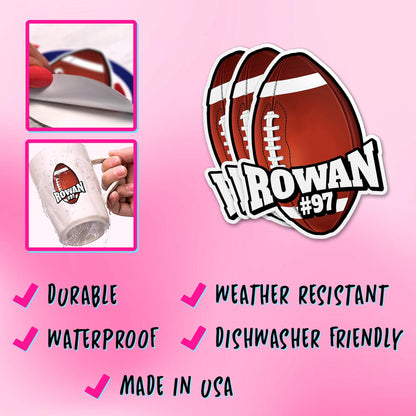 Custom name sticker in a football-style font with a ball – view 5