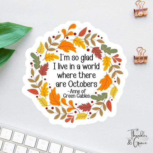 Anne of Green Gables sticker, fall leaves