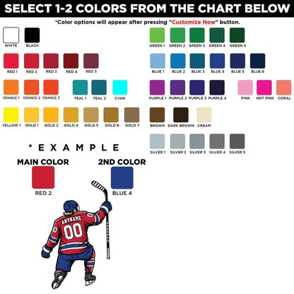Custom hockey player slap shot sticker with a name and number – view 2