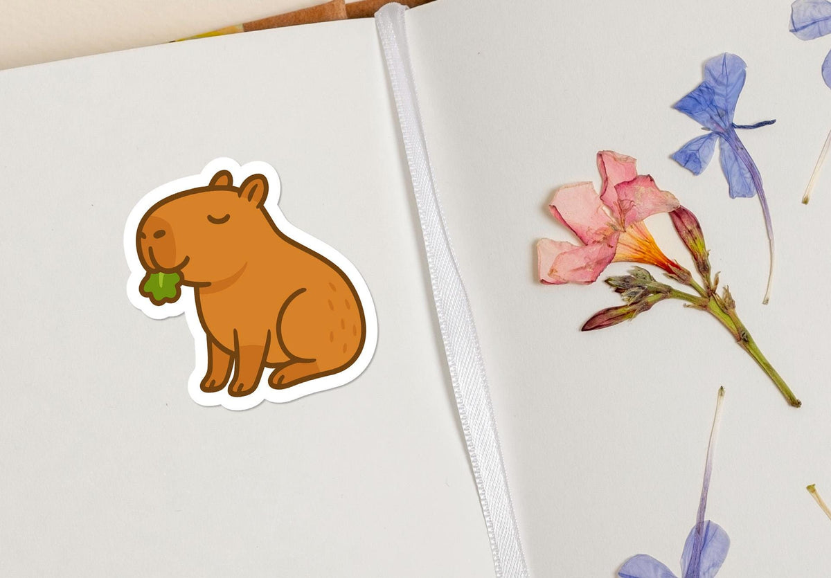 Capybara Eating Lettuce : Cute Kawaii Animal for Planners or Journals sticker – view 4