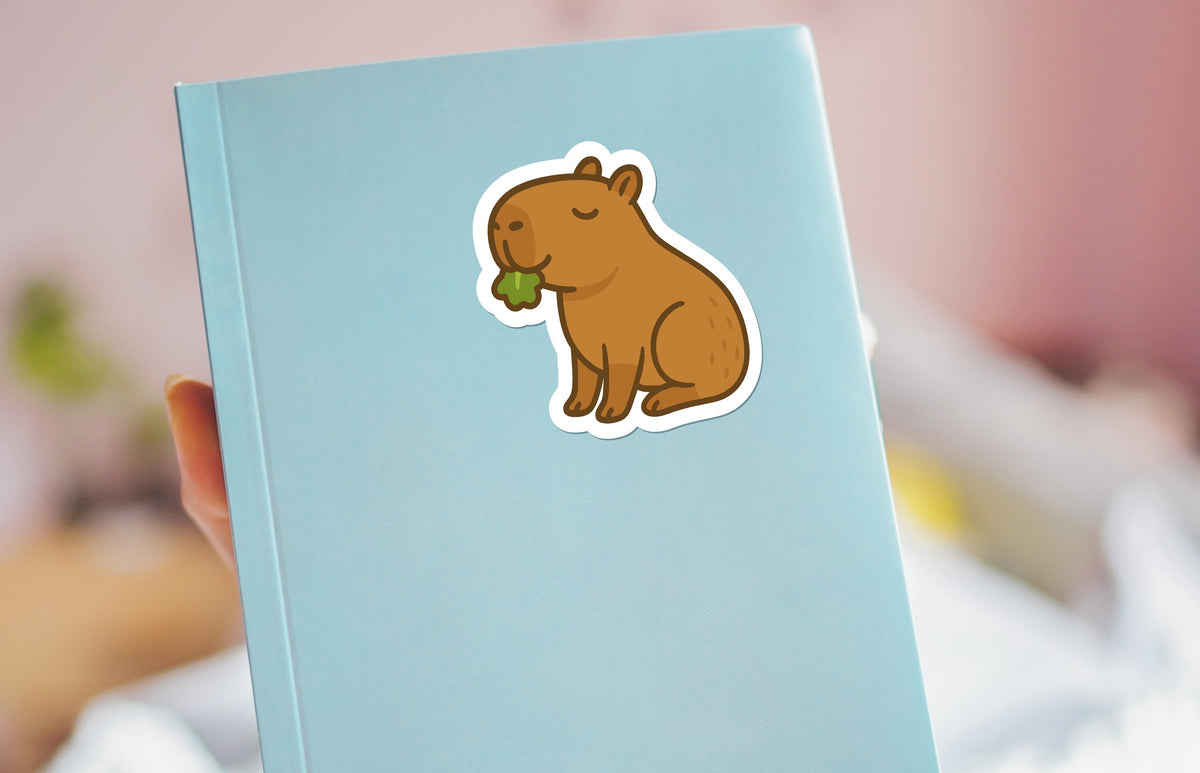 Capybara Eating Lettuce : Cute Kawaii Animal for Planners or Journals sticker – view 3
