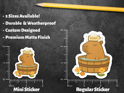 Capybara Bath : Cute Kawaii Animal with Soap Bubbles for Laptops or Journals sticker – view 2