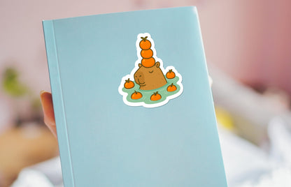 Capybara with Oranges: Cute Kawaii of Capybara in Water with Fruit sticker – view 3