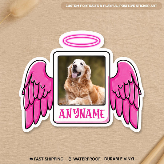 Custom dog or cat memorial photo sticker with a name