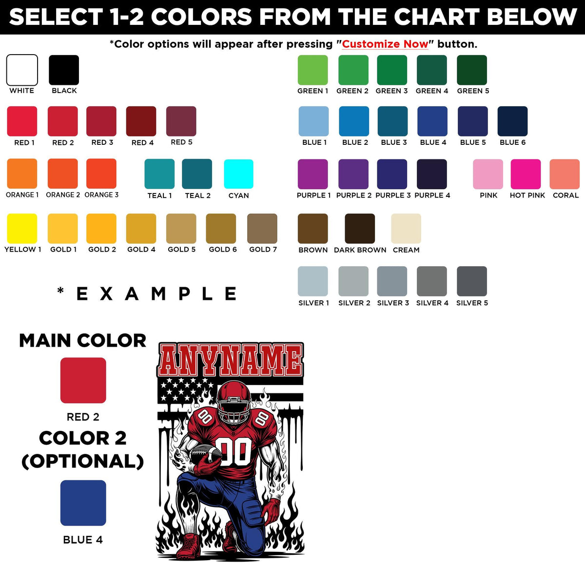 Custom football sticker with a flag, name and number – view 2